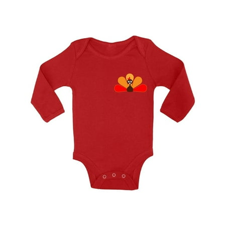 

Awkward Styles Thanksgiving Bodysuit Turkey Baby Romper Pocket Print