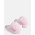 thumbnail image 2 of Wonder Nation Toddler, Little & Big Girls Faux Fur Puff Slippers, 2 of 6