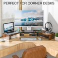 thumbnail image 4 of Dual Monitor Stand Riser Adjustable Length (..&#) & Angle Large Wooden Desktop Organizer with Storage Shelf for Laptop Monitors Home Office Desk, 4 of 9