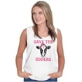 thumbnail image 3 of Breast Cancer Awareness Save Udders Tank Top Tee Shirt Women Brisco Brands S, 3 of 6