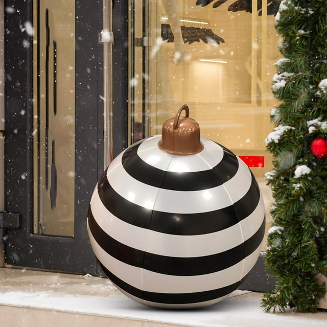 Fiudx Bolas Navideñas Inflables de Pvc de 60 Cm, Resistentes a La Intemperie y Duraderas, Ideales para Porches, Jardines y Patios, Fáciles de Inflar y Fijar, Ideales para Exteriores. Incluye Bomba.