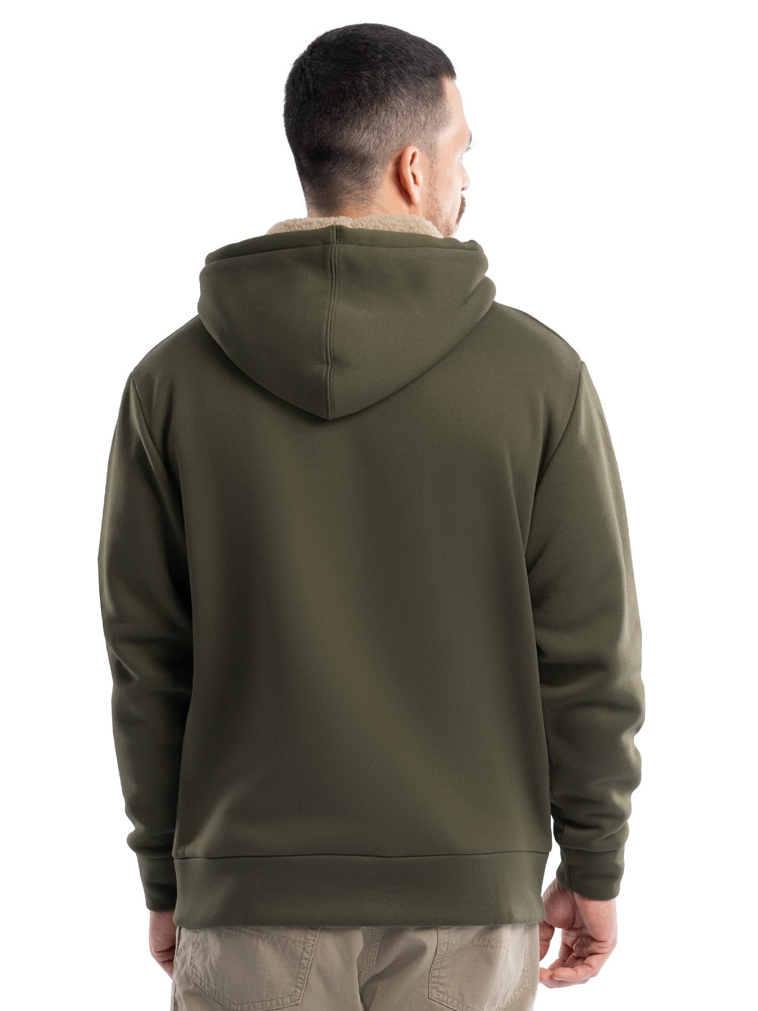 Wrangler Workwear Men's and Big Men's Relaxed Pullover Hoodie with Faux Shearling Lining, Sizes S-3XL