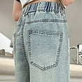 thumbnail image 6 of RUTAYY Toddler Kids Girls Jeans Distressed Elastic Waist Baggy Denim Wide Leg Trousers Versatile Pants, 6 of 9