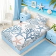 thumbnail image 5 of Manfei Watercolor Starfish Coral Twin Sheet Sets for Kids Boys and Girls, Marine Animal Bedding 3-Piece, 1 Flat Sheet, 1 Fitted Sheet and 1 Pillowcase, 5 of 6