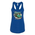 thumbnail image 2 of Wild Bobby, 1946 Vintage Ford Woody Chasing Waves Cars and Trucks Ladies Racerback Tank Top, Royal, X-Large, 2 of 3