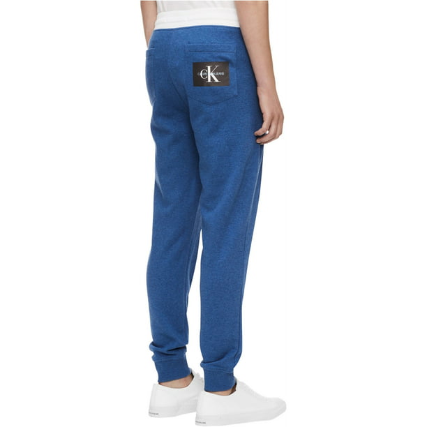 Calvin Klein Mens Fleece Casual Jogger Pants, Blue, Small 