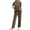 Brown, variant on Pajama Set for Women Ribbed Knit Lounge Set Short Sleeve Pj Tops and Long Pants Two Piece Matching Outfit Sets with Pockets