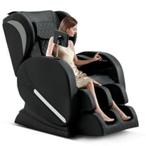 Massage Chair Full Body, Zero Gravity Massage Recliner with Air Pressure, 8 Fixed Points Massage Rollers, Heating, Foot Roller, LCD Screen Control, Home Office Use