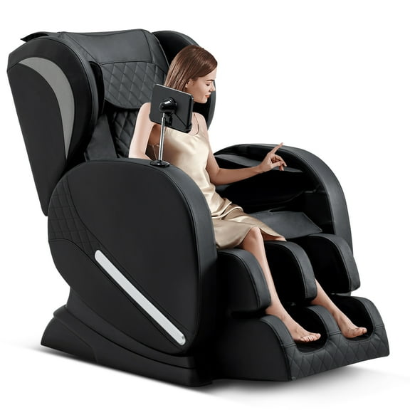 Massage Chair Full Body, Zero Gravity Massage Recliner with Air Pressure, 8 Fixed Points Massage Rollers, Heating, Foot Roller, LCD Screen Control, Home Office Use