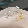 thumbnail image 2 of Anillo de apertura para mujer, anillos de decoración de circón de Metal de cobre, decoraciones de mano, joyería chapada para novia para fiesta Ropa, zapatos y accesorios Miscelánea rosa plata Qarigey AP014641-03, 2 of 6