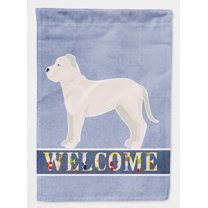 White Bullboxer Welcome Flag Canvas House Size