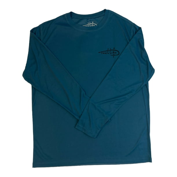 Reel Life Men's Sun Defender Lightweight Long Sleeve UV TShirt (Real Teal, M)