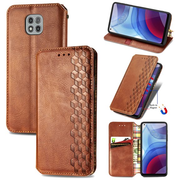 Case for Motorola Moto G Power 2021 Flip Cover Wallet Flip Cover Magnetic Protective - Marron