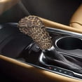thumbnail image 2 of Renewold Brown Leopard Print Neoprene Auto Handbrake Cover Gear Shift Knob Cover Set Car Interior Decor Accessories, Easy to Install, 2 of 7