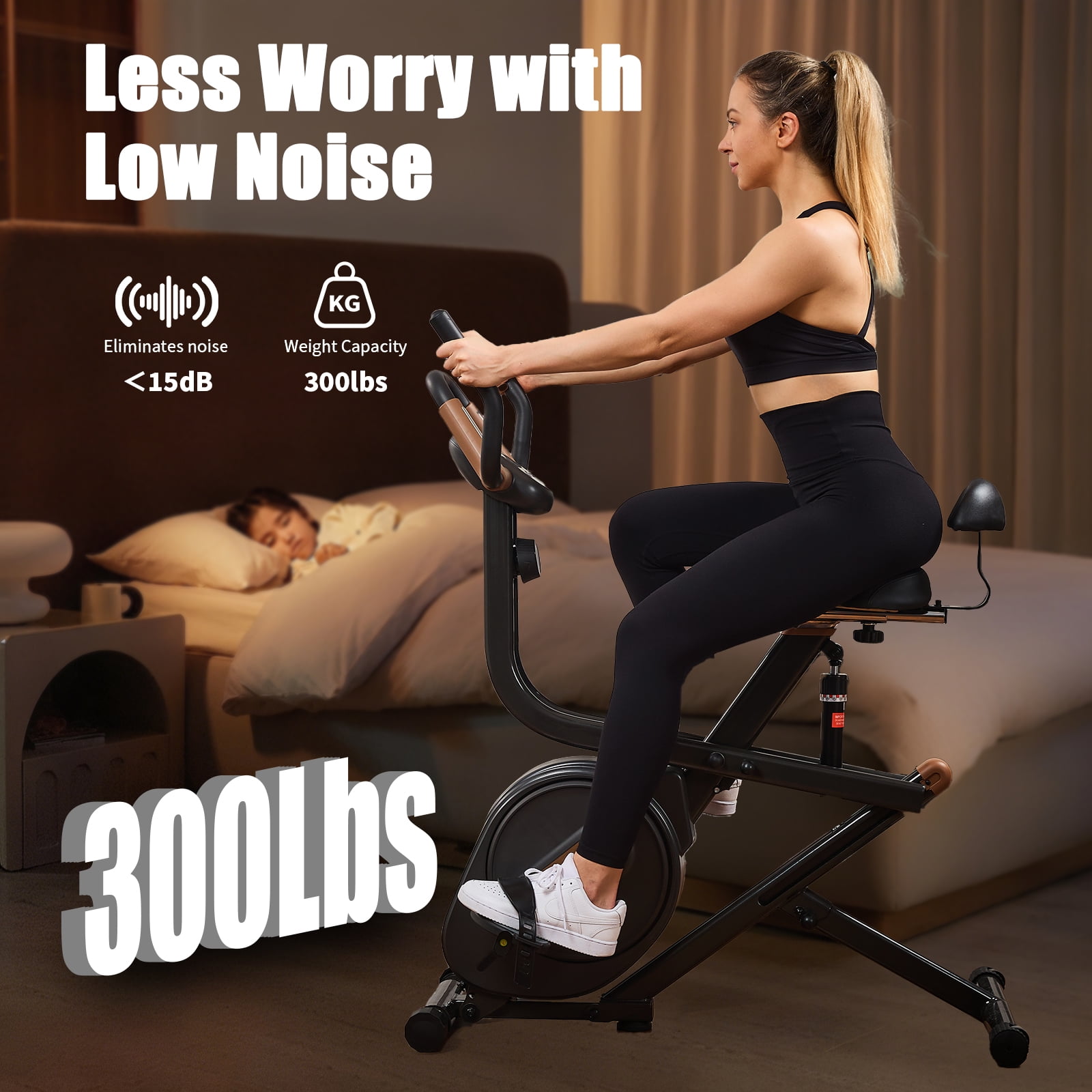 BSJ BESTGYM 3 in 1 Squat Machine,Exercise Bike,Adjustable Magnetic Resistance Stationary Bikes for Home with App Compatible,Squat Assist Trainer,Indoor Bike with 300lbs Weight Capacity,Workout Bike