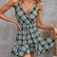 thumbnail image 3 of Mono de Verano ANGGREK con Escote en V y Espalda Descubierta para Mujer tirantes Finos a Cuadros cordón en la cintura Otros, 3 of 6