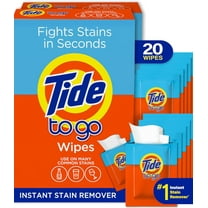 Tide Stain Remover for Clothes, Tide To Go Wipes, Instant Stain Remover for Clothes, Travel & Pocket Size, 20 Count