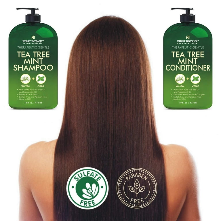 ingen forbindelse fotografering stykke Tea Tree Mint Shampoo and Conditioner - This set contains Pure Tea Tree Oil  & Peppermint Oil - Fights Hair Loss, Promotes Hair Growth, Fights Dandruff,  Lice and Itchy Scalp - for