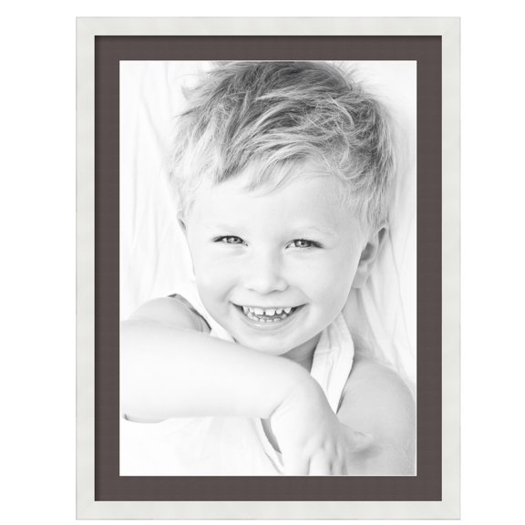 ArtToFrames 24x32" Matted Picture Frame with 20x28" Single Mat Photo Opening Framed in 1.25" Satin White Frame and 2" Chestnut Mat (FWM-3966-24x32)