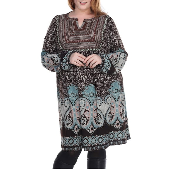 White Mark Women's Plus Size Phebe Embroidered Sweater Dress