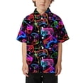 thumbnail image 5 of Glisme Boys Hawaiian Shirt Ool Printed Beach Shirt Summer Casual Top Black T-Shirt Size 12-13 Years, 5 of 5