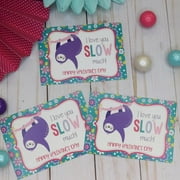 I Love You So Much Cute Sloth Themed Valentine's Day Cards for Kids to give to Friends & Classmates, Thirty (30) 3.5" x 5" Fill In Cards (Without Envelopes) by AmandaCreation