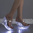thumbnail image 3 of Platform Wedge High Heels Light up LED Rhinestones Slip on Sandals for Women Sparkly Dress Sandals, 3 of 5