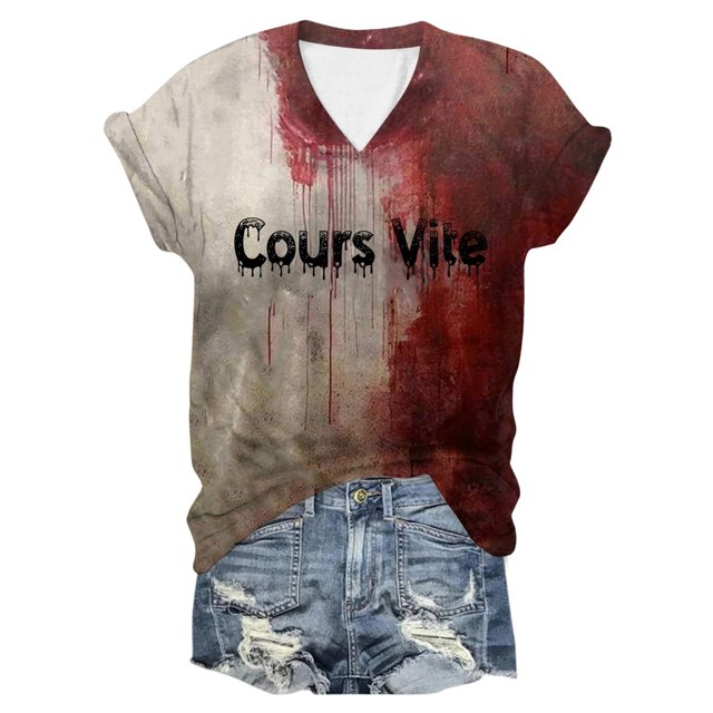 Chemises Imprimées à Manches Courtes et Longues pour Femmes, T-Shirt Col en V, Vêtements de Course pour Femmes, Chemises à Manches Longues Col Roulé pour Femmes, Blouse Décontractée Taille Petite