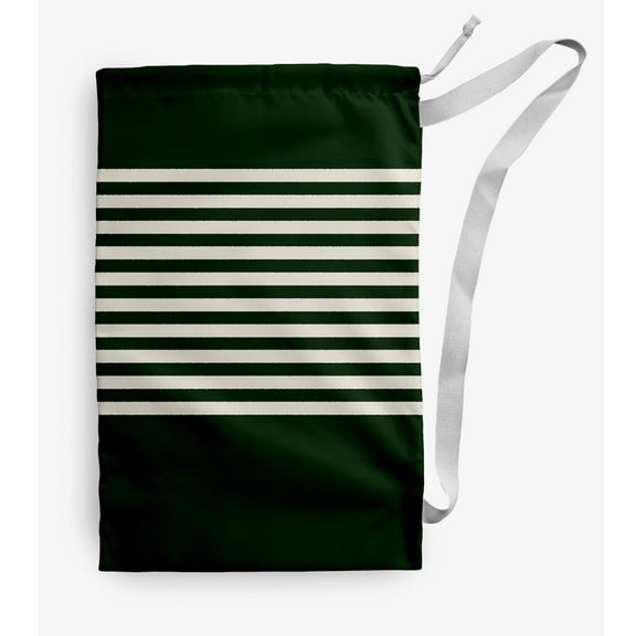 Simply Daisy Pencil Stripes 28 x 36 in Green Laundry Bag