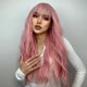 thumbnail image 2 of Peluca rosa para mujer, pelucas de pelo largo, esponjoso, ondulado y rizado para niña, pelucas sintéticas resistentes al calor para fiestas de cosplay, 2 of 5