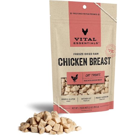 Vital Essentials Freeze Dried Raw Single Ingredient Cat Treats, Chicken Breast, 2.1 oz