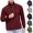 Red, variant on Dovford Men's Waffle Sweatshirt Casual Long Sleeve Outdoor Stand Collar Button Pullover Sweatshirts