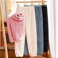 thumbnail image 5 of Women's SleepwearWomen Pj Bottoms Solid Color Sleepwear Fuzzy Fleece Pajama Pants Ladies Casual Trousers Plush Elastic Waist Pant, 5 of 5