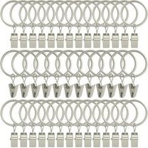 60 Pack Curtain Rings with Clips, Curtain Clip Rings Hooks, Bow Hanger Clips for Hanging Drapery Drapes Bows, Ring 1 inch Interior Diameter, Fits up to 5/8" Rod, Matte Sliver