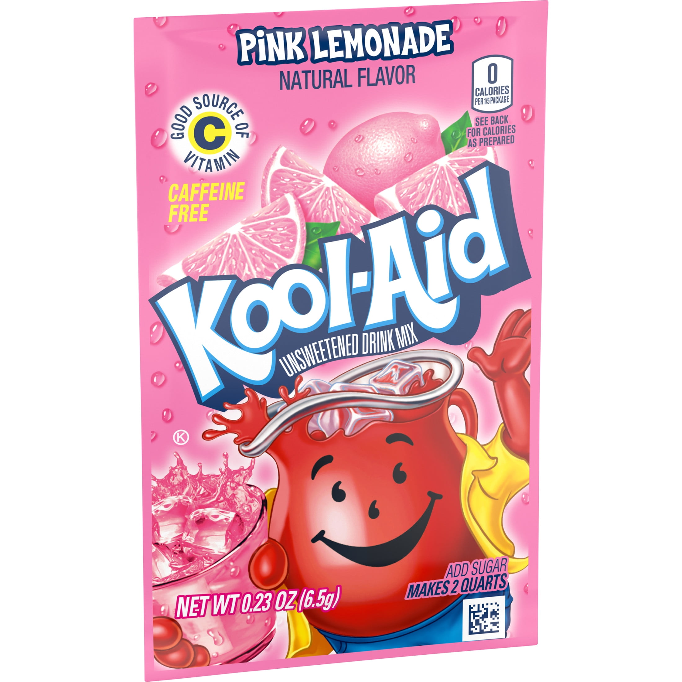 Kool-Aid Unsweetened Drink Mix, 1 Packet, for Flavorful Hydration and Shareable Refreshment, Pink Lemonade Artificially Flavored, Good Source of Vitamin C, Caffeine Free, 0.23 oz