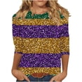 thumbnail image 1 of T-Shirts pour Femmes, Haut Ample à Col Rond à Manches 3/4 avec Imprimé Carnaval Décontracté, T-Shirt pour Femmes, 1 of 6