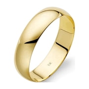 Men's 10K Solid Gold Wedding Band, 5mm, Classic Fit, High-Polish Ring, 10K Yellow Gold (Stamped for Authenticity), Size 8