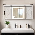 thumbnail image 2 of ModFusion 47" Medicine Cabinet with LED Lights Mirror, Bathroom Wall Storage with Doors and Adjustable Shelf Freestanding, White, 2 of 9