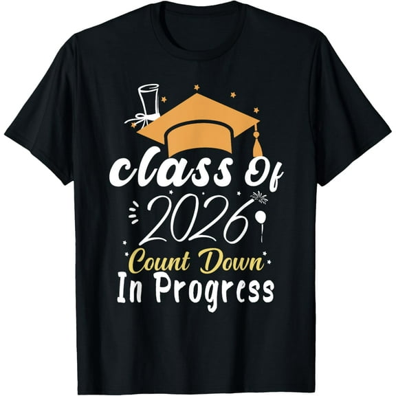 t-shirt Class Of 2026 Count Down In Progress Future Graduation 2026 T-Shirt mens,black,women,funny,men,journey,Crew Neck, Short Sleeve,printing