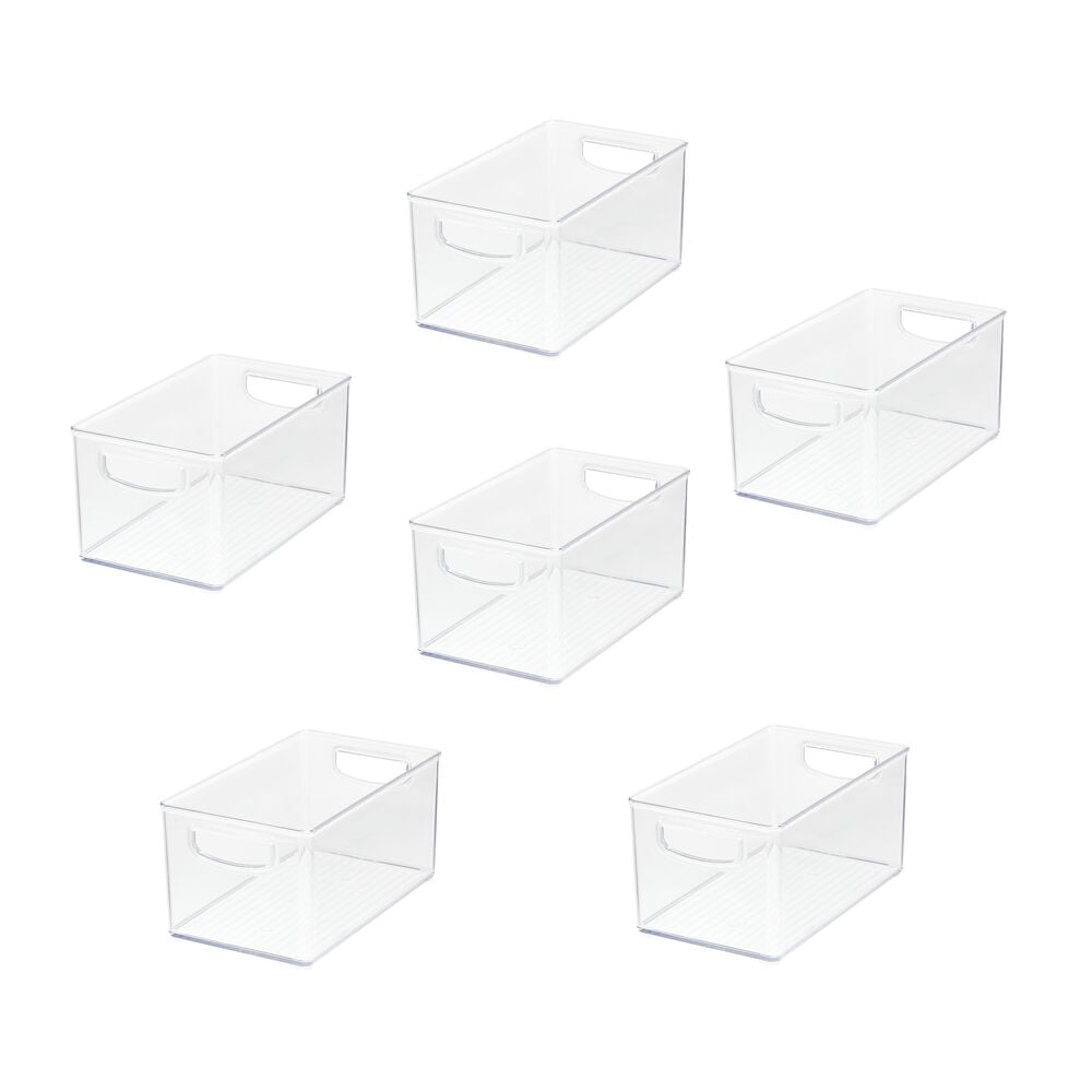 iDesign 6Piece Recycled Plastic Pantry and Kitchen Storage, Freezer and Fridge Organizer Bins