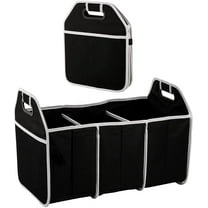 Trunk Cargo Organizer, Portable Three Compartments Waterproof Cargo Trunk Groceries Collapsible Storage Organizer for Auto, SUV, Truck, Van, Black