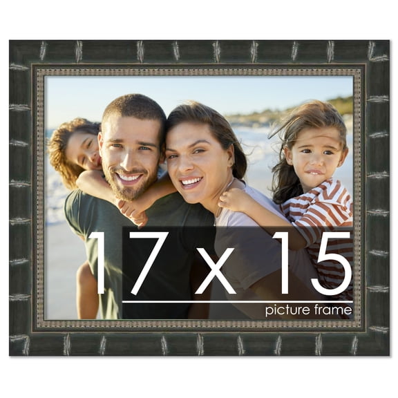 17x15 Bamboo Black Complete Wood Picture Frame with UV Acrylic, Foam Board Backing, & Hardware