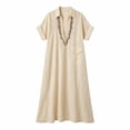 thumbnail image 6 of Sokhug Women's Maxi Shirt Summer Dresses Turn Down Collared Short Sleeve Embroidered Loose Tunic Dress with Pockets, 6 of 6