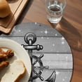thumbnail image 3 of Nautical Anchor Round 15 Inch Placemats Set of 6, Rudder Stars Retro Black Grey Wooden Grain HeatResistant Non Slip Place Mats for Dining Table, Wipeable Braided Kitchen Table Mats for Housewarming, 3 of 9