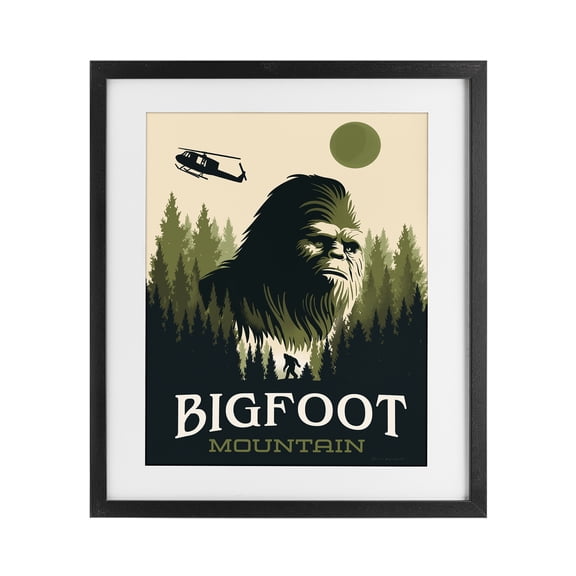 Stupell Industries Bigfoot Mountain Forest Black Framed Print Under Glass, design by Omar Escalante