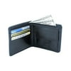 Double Fold Leather Wallet w Pocket in Black (Black)