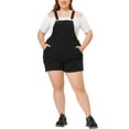 thumbnail image 2 of MODA NOVA Juniors' Plus Size Roll Hem Jeans Tapered Overalls Short Without Tube Top, 2 of 6