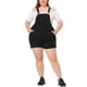 thumbnail image 2 of Overoles cortos de mezclilla para mujer de tallas grandes Agnes Orinda, con dobladillo enrollado y bolsillo, 5X, negro, 2 of 6
