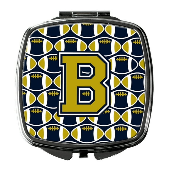 Letter B Football Blue and Gold Compact Mirror CJ1074-BSCM