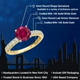 thumbnail image 2 of Gem Stone King 14K Two Tone Gold Red Created Ruby and Lab Grown Diamond Engagement Ring for Women | 1.38 Cttw | Round 6MM | Gemstone July Birthstone | Size 5, 2 of 6